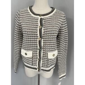 Nanette Lepore Cardigan Camel/ Cream Cozy Prewashed Yarn Cardigan Jacket S NWT